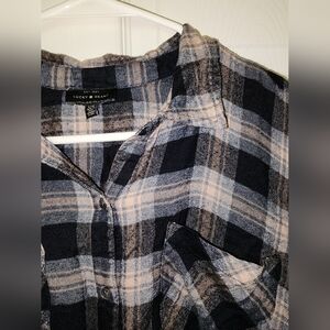 Lucky Brand Lightweight Plaid Tie Front Flannel